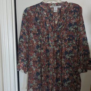American Rag Floral print sheer bouse with three-quarter lenght sleeves size XS